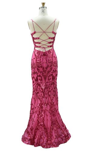 UNK-61495. Long, V-neckline, Fit N Flare, Strappy Back image 1