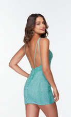 UNK-4502. Short, Plunging Neckline, Straight image 3