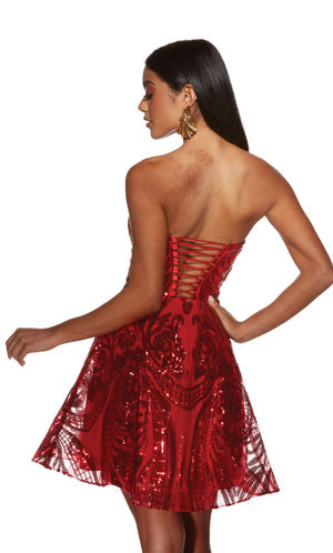 UNK-3773. Short, Strapless, A-line, Lace Up Back image 5
