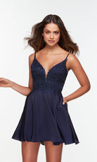 UNK-3113. Short, Plunging Neckline, A-line image 2