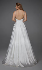 UNK-Wedding Dress: 7009. Long, V-Neck, Fit N Flare, V Shaped Back image 1