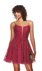 UNK-3771. Short, Plunging Neckline, A-line image 6