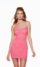 UNK-4680. Short, Scoop Neck, Straight, Open Back image 0