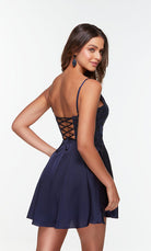 UNK-3113. Short, Plunging Neckline, A-line image 1