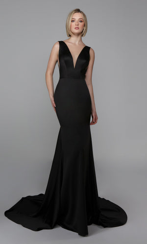 UNK-Wedding Dress: 7021. Long Sexy Wedding Dress, Plunging Neckline, Fit N Flare image 4