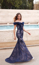 UNK-27490. Long Fitted Dress, Off The Shoulder, Fit N Flare image 0