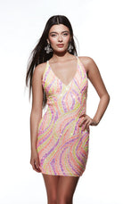 UNK-4640. Short, V-neck, Straight, Strappy Back image 14