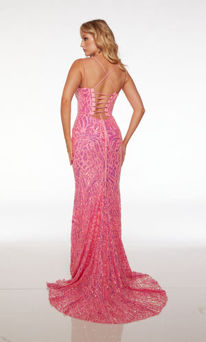 UNK-61618. Long, Plunging Neckline, Fit N Flare image 1