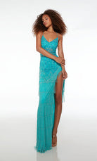 UNK-61586. Long, V-neck, Straight, Lace-up Back image 4