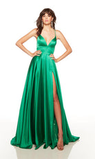 UNK-1748. Long, Plunging Neckline, A-line, Strappy Back image 6