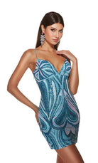 UNK-4899. Short, V-neck, Straight, Strappy Back image 2