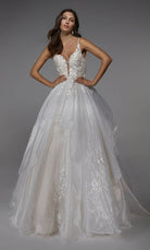 UNK-7047. Long Bridal Gown, Plunging Neckline, Ball Gown image 0