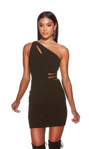 UNK-4821. Short, One Shoulder, Straight, Lace-up Back image 4
