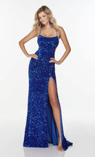 UNK-61186. Long Cut Out Dress, Scoop Neck, Straight image 8