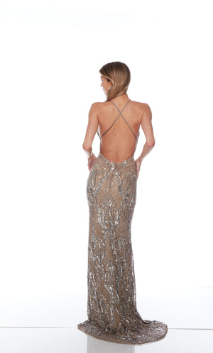 UNK-88006. Long, V Neckline, Straight, Open Back image 8