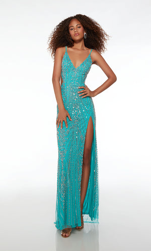 UNK-61585. Long, V-neck, Straight, Strappy Back image 2