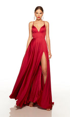 UNK-1748. Long, Plunging Neckline, A-line, Strappy Back image 3