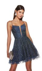 UNK-3771. Short, Plunging Neckline, A-line image 2