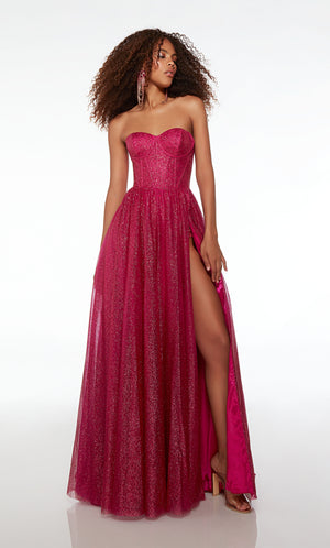 UNK-61601. Long, Strapless, A-line, Lace-up Back image 3
