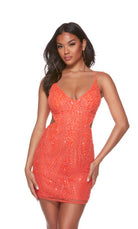 UNK-4644. Short, V-neck, Straight, Lace-up Back image 7