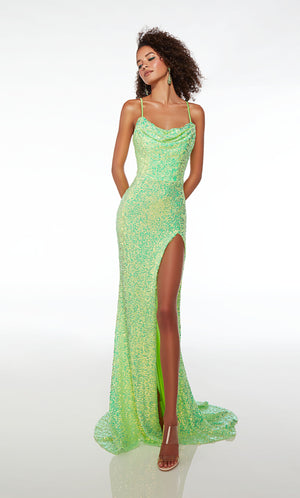 UNK-61588. Long, Cowl Neckline, Fit N Flare, Strappy Back image 2