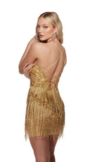 UNK-4804. Short, V-neck, Straight, Strappy Back image 6