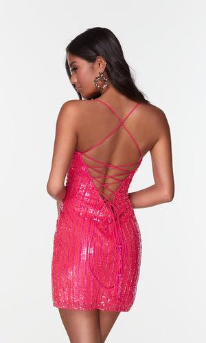UNK-4536. Short, V-neck, Straight, Lace-up Back image 5