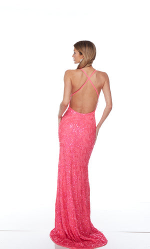 UNK-88009. Long, V Neckline, Straight, Open Back image 6