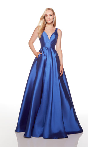 UNK-1757. Long, Plunging Neckline, A-line, Open Back image 3