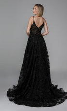 UNK-Wedding Dress: 7012. Long, V-Neck, Fit N Flare, V Shaped Back image 8