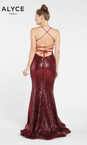 UNK-1387. Long Sexy Dress, Plunging Neckline, Fit N Flare image 1