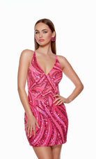 UNK-4640. Short, V-neck, Straight, Strappy Back image 2
