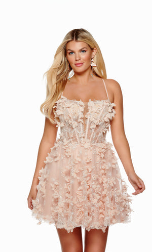 UNK-3171. Short, Plunging Neckline, A-line image 2
