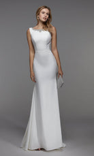 UNK-27538. Long Gala Dress, High Neck, Fit N Flare image 2