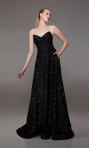 UNK-1826. Long, Strapless Neckline, A-line image 0
