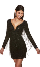 UNK-4873. Short, Plunging Neckline, Straight, Open Back image 3