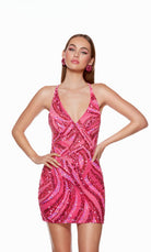 UNK-4640. Short, V-neck, Straight, Strappy Back image 3