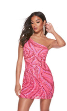 UNK-4641. Short, One Shoulder, Straight, Closed Back image 0