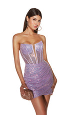 UNK-4827. Short, Strapless, Straight, Lace-up Back image 0