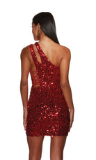 UNK-4913. Short, One Shoulder, Straight, Lace-up Back image 1