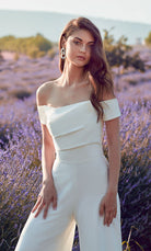 UNK-70014. Long, Off The Shoulder, Jumpsuit image 1