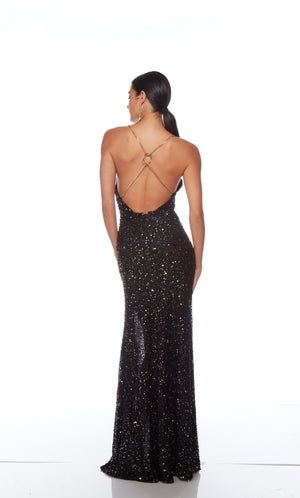 UNK-88010. Long, Plunging Neckline, Straight, Open Back image 1