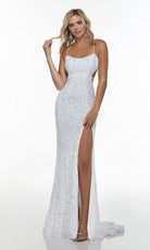 UNK-61186. Long Cut Out Dress, Scoop Neck, Straight image 4