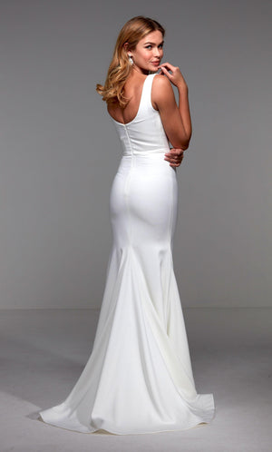UNK-27538. Long Gala Dress, High Neck, Fit N Flare image 3