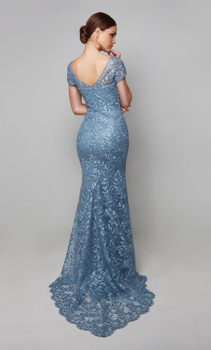 UNK-27602. Long, V-neck, Fit N Flare, V Shaped Back image 1