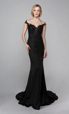 UNK-7026. Long Bridal Gown, Off The Shoulder, Fit N Flare image 4