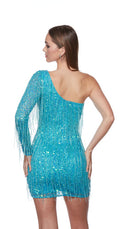 UNK-4646. Short, One Shoulder, Straight, Closed Back image 6