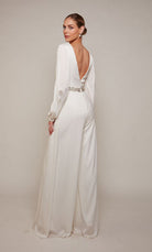 UNK-70031. Long, V-neck, Jumpsuit, V Shaped Back image 2