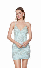 UNK-4506. Short, V-neck, Straight, Strappy Back image 9