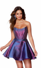 UNK-3165. Short, Strapless, A-line, Lace-up Back image 2